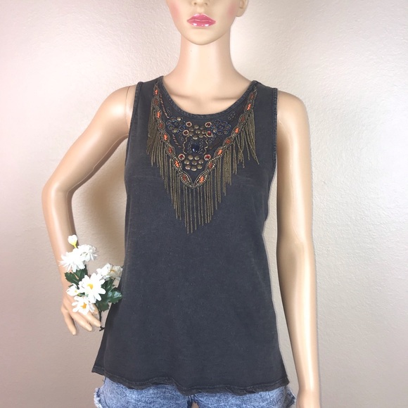 UO Ecoté Boho Beaded Fringe Tank Top - Picture 5 of 8